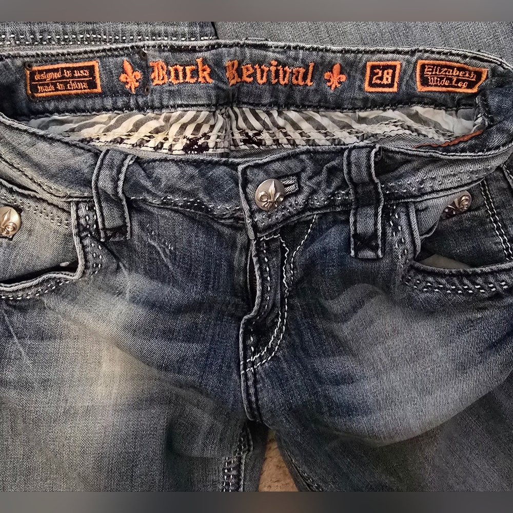 Rock Revival Faded Blue Denim Jeans - Picture 4 of 8